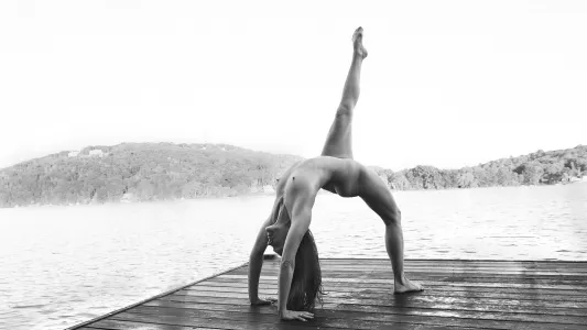 Angelika Buettner, One woman was photographed on a dock of a lake for the book.