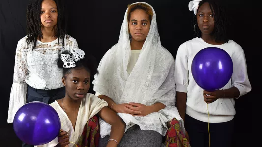 Mordecai Kodua. Students in the Teen Curators program developed artwork using Jeanne Moutoussamy-Ashe’s book, Viewfinders, as a guide. “Generations” was created by Mordecai Kodua.